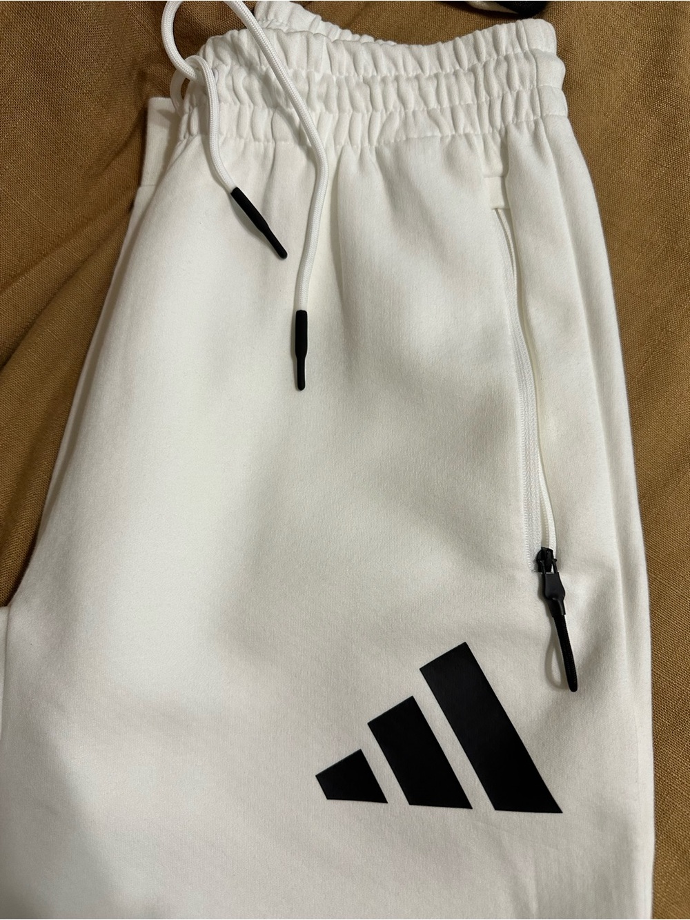 Adidas ZNE White Jogger Sweatpants with Black Logo - Picture 2 of 6